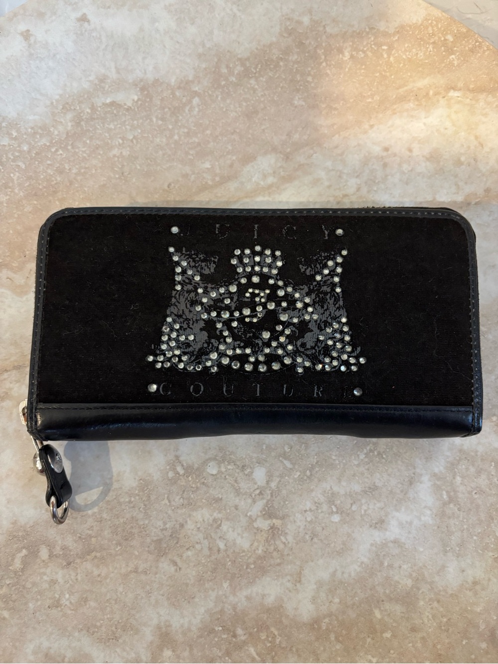 Vintage Juicy Couture Black Studded Zip-Around Wallet